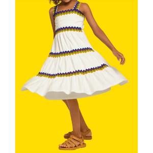 NEW NANAI girl's rainbow trim midi dress in white multi